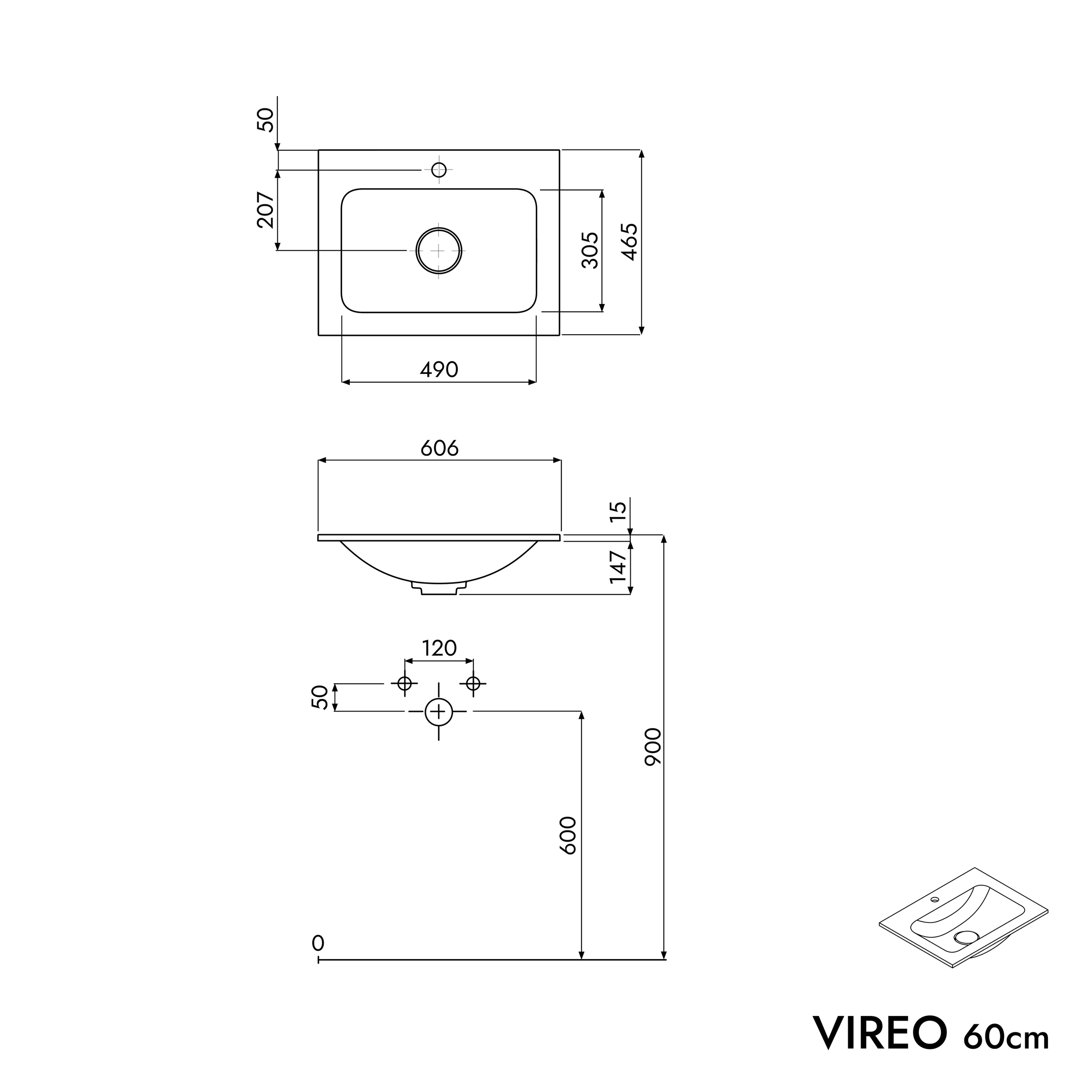 Badkamermeubel onderkast VIREO 60 cm