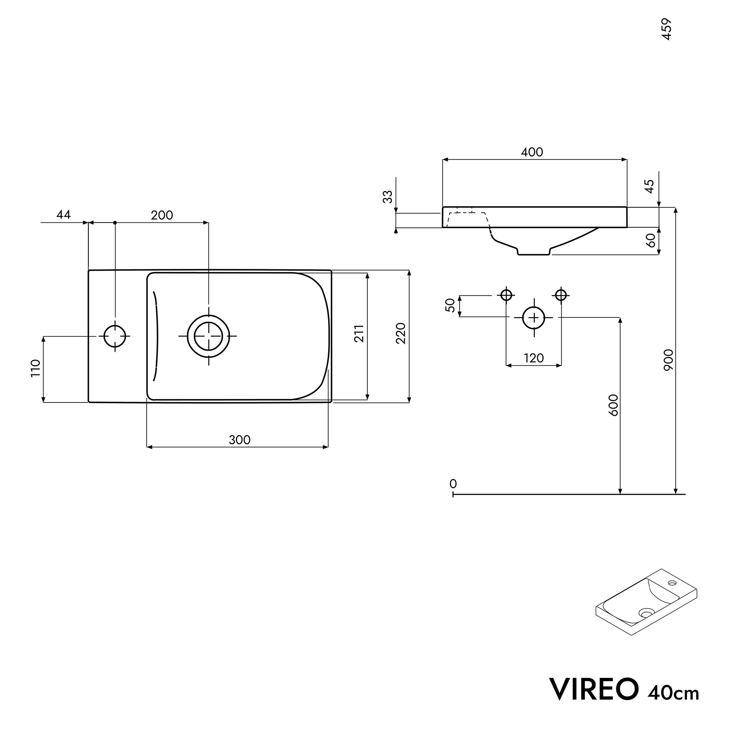Badmeubelset VIREO 40 cm met wastafel
