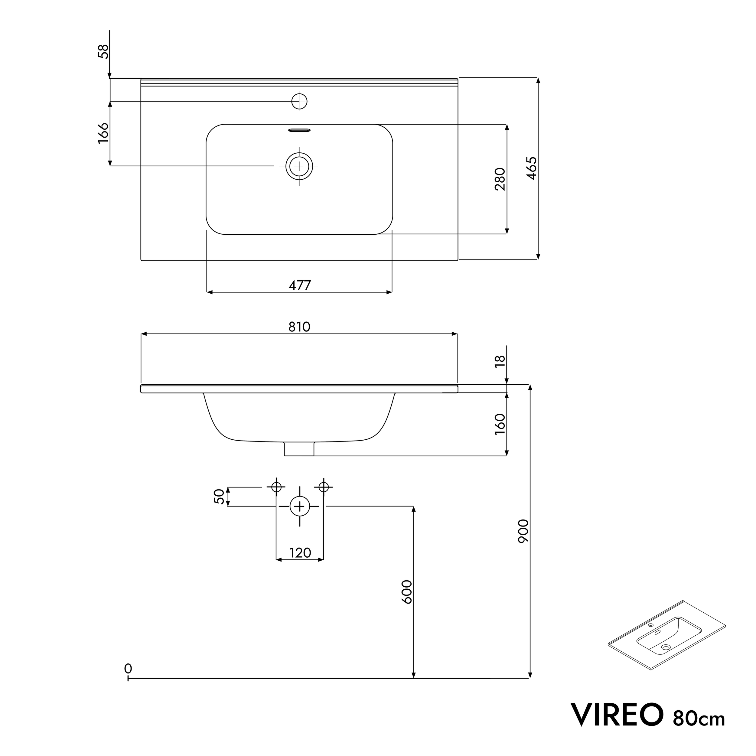 Badmeubelset VIREO 80 cm met wastafel