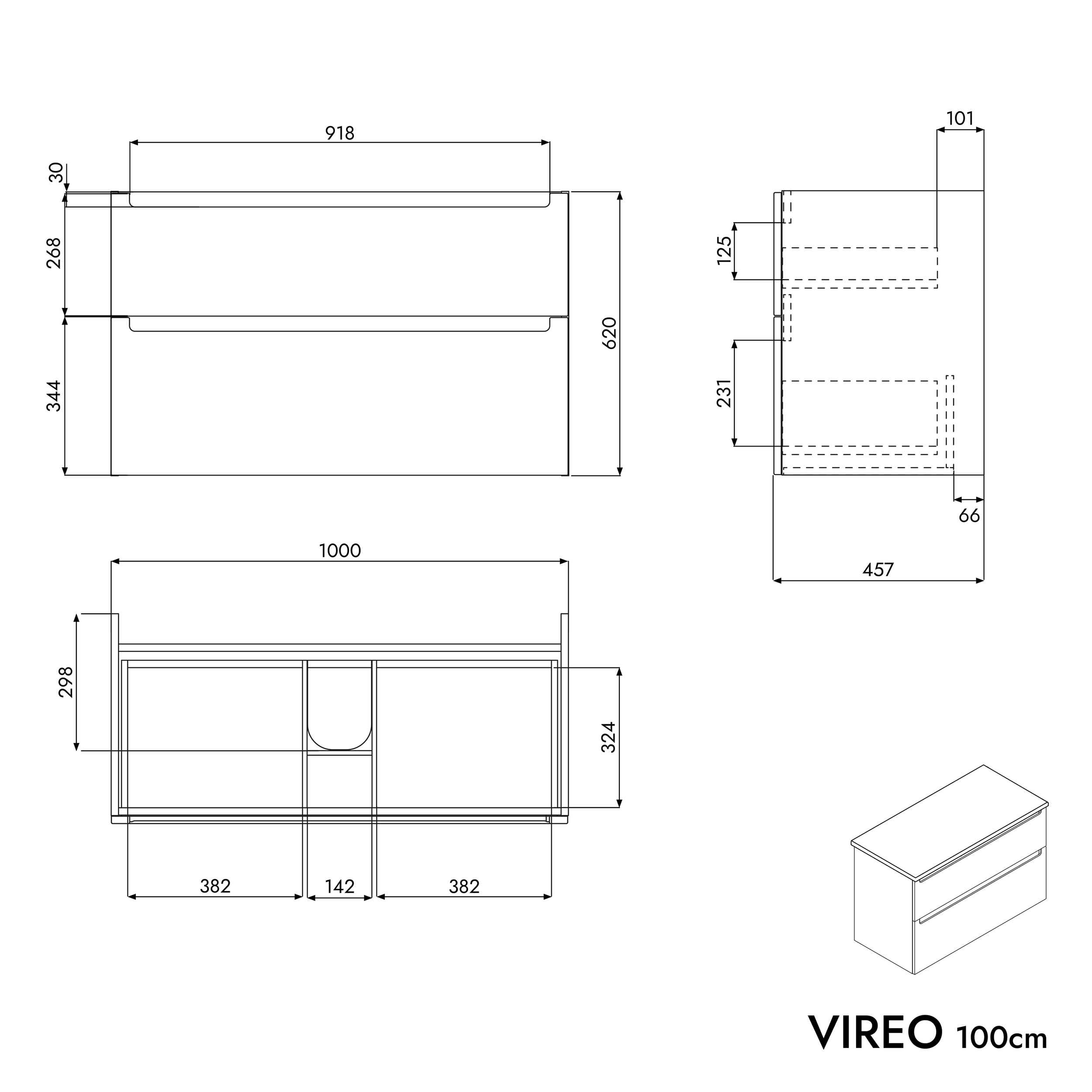 VIREO 100 cm vanity unit