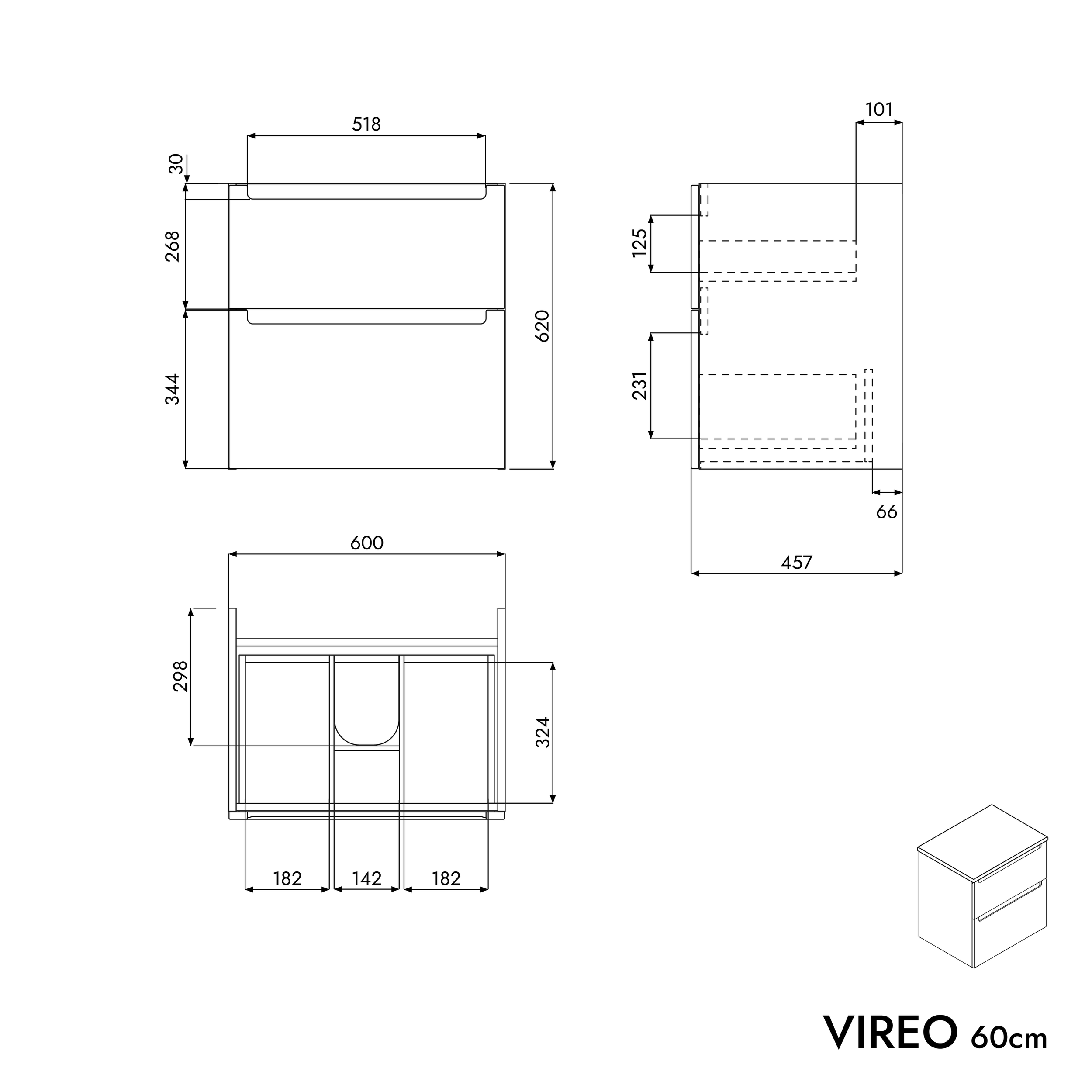 Badmöbel Unterschrank VIREO 60 cm