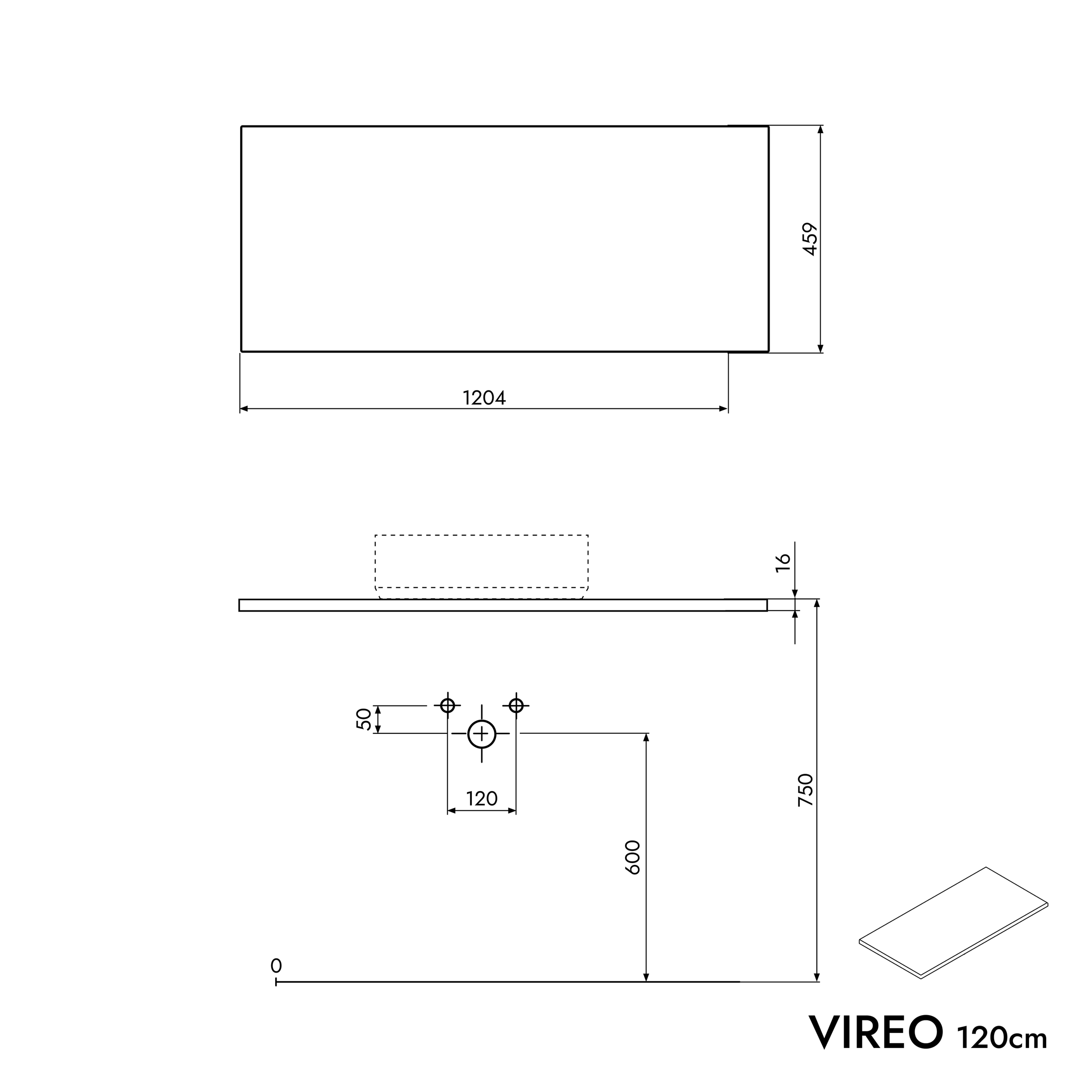 VIREO 120 cm vanity unit