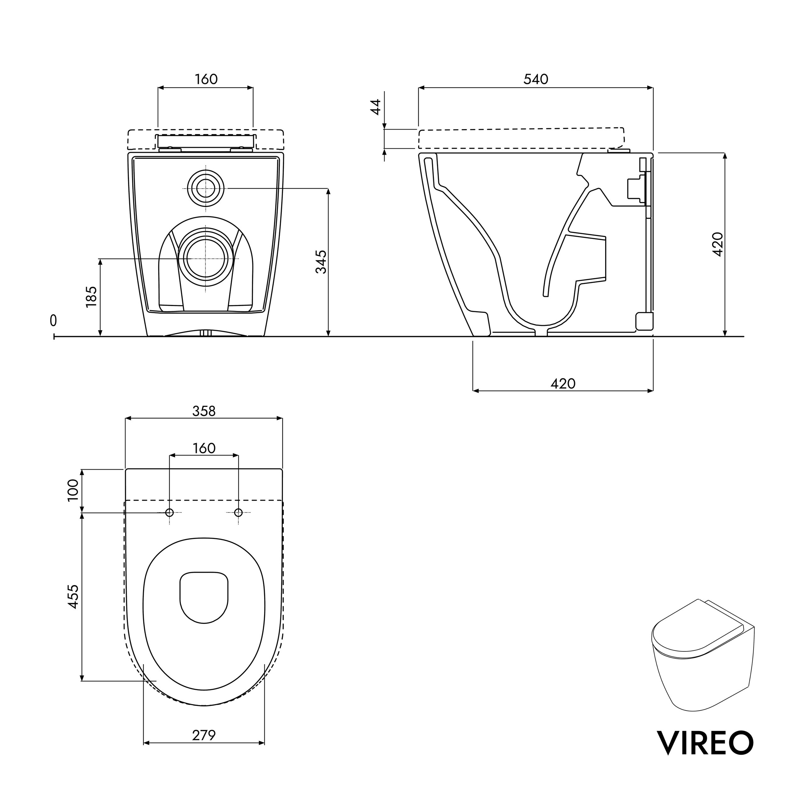 Stand WC VIREO spülrandlos inkl. Softclose WC-Sitz mit Absenkautomatik