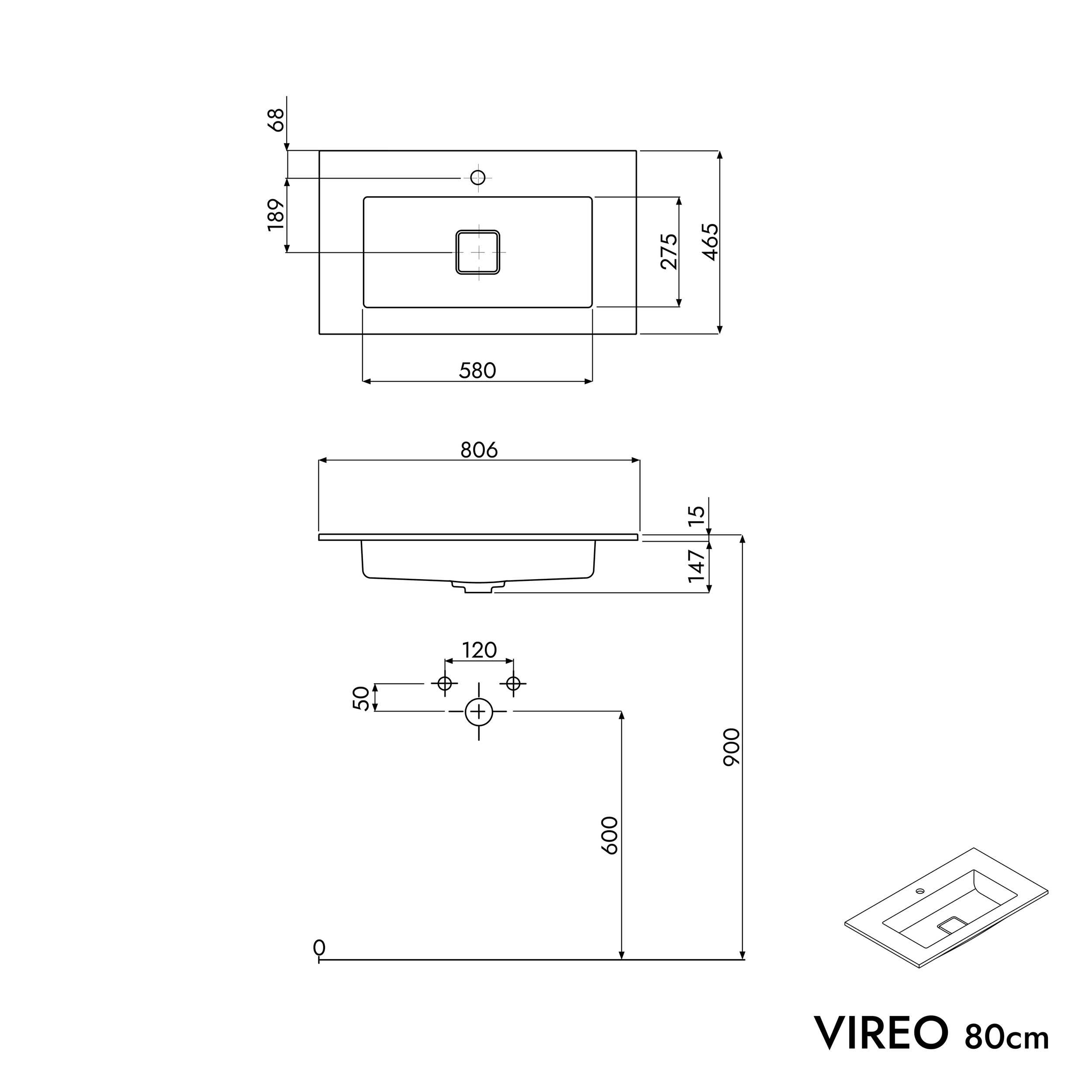 Badkamermeubel onderkast VIREO 80 cm