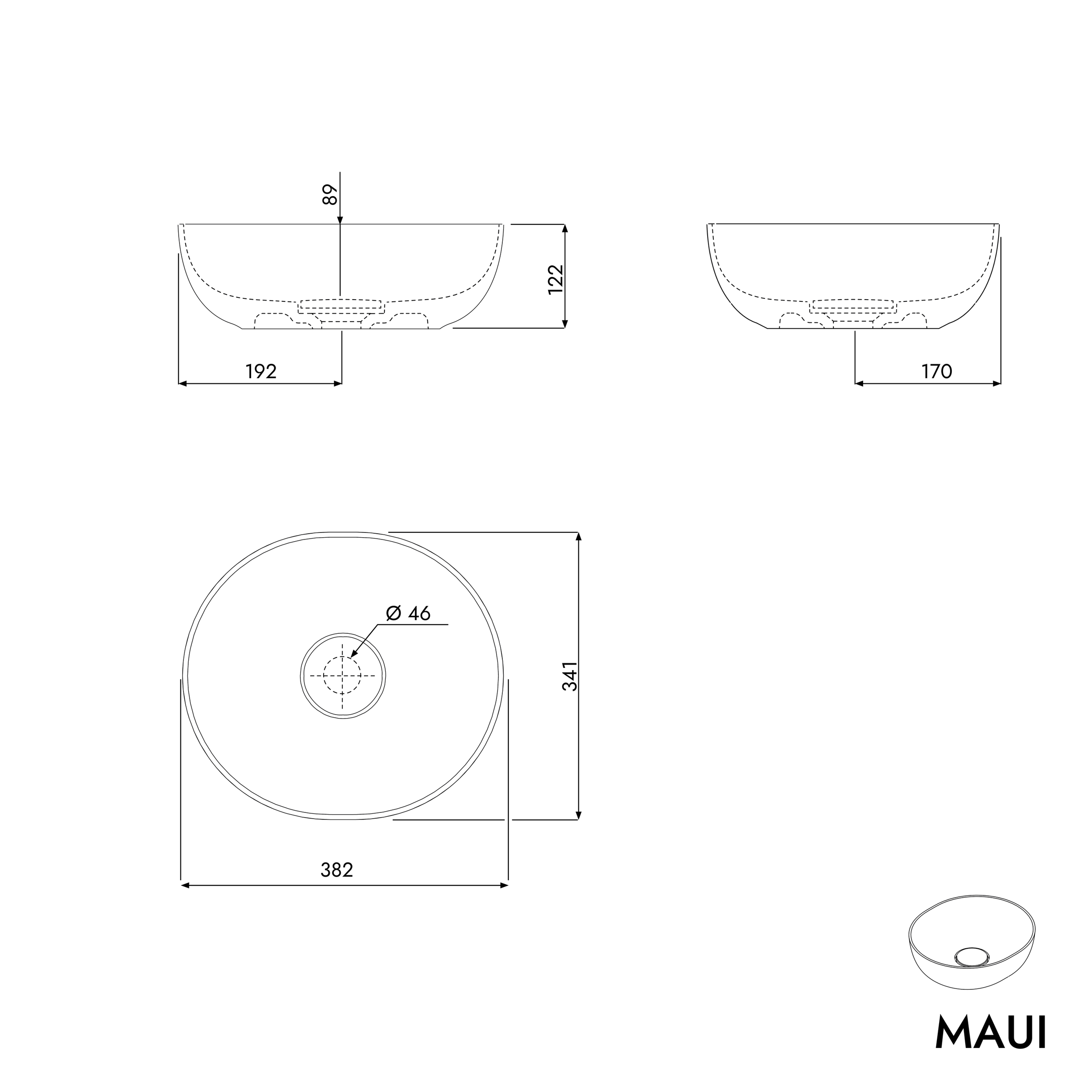 Lavabo à poser ovale MAUI