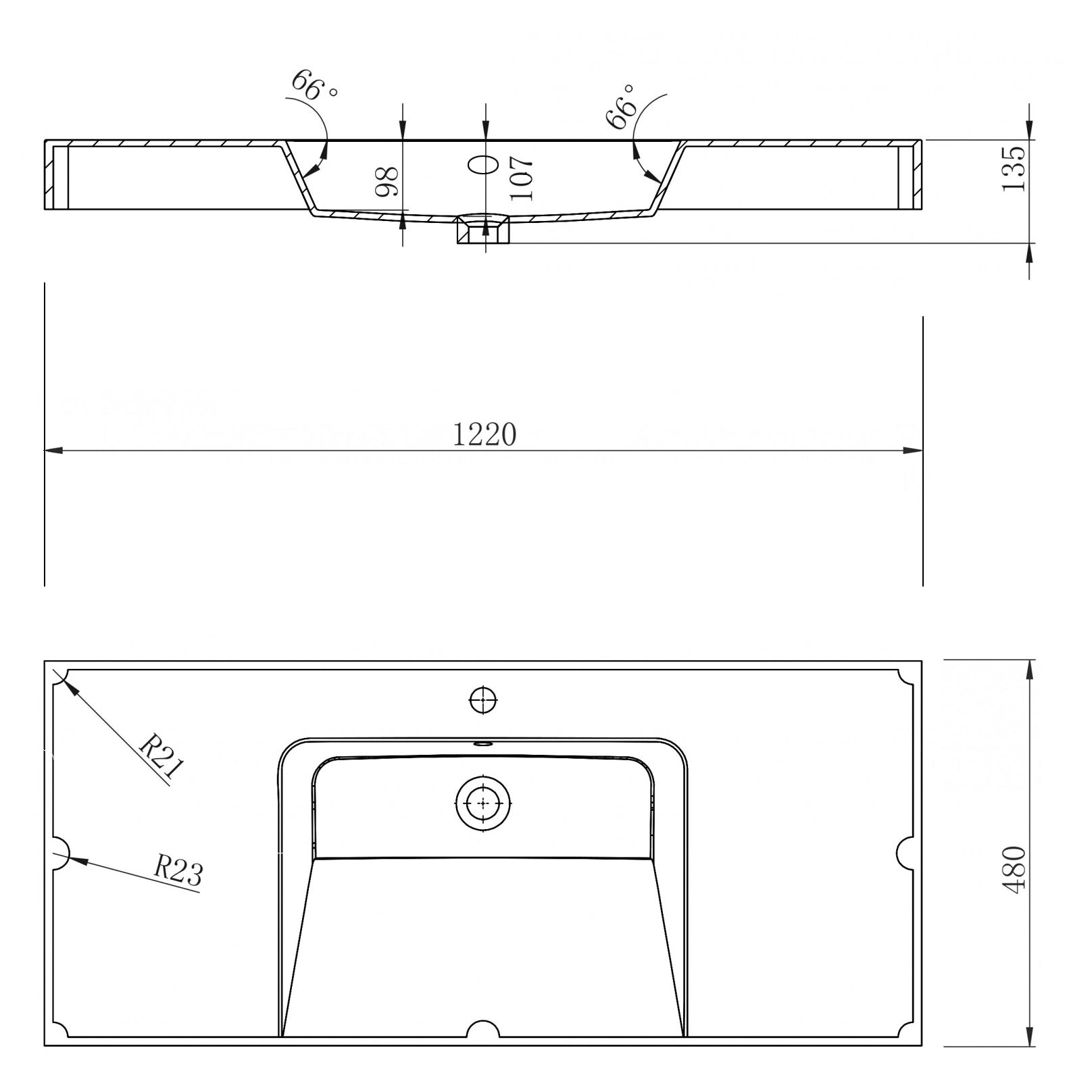 Cast marble wall-mounted washbasin BS6036