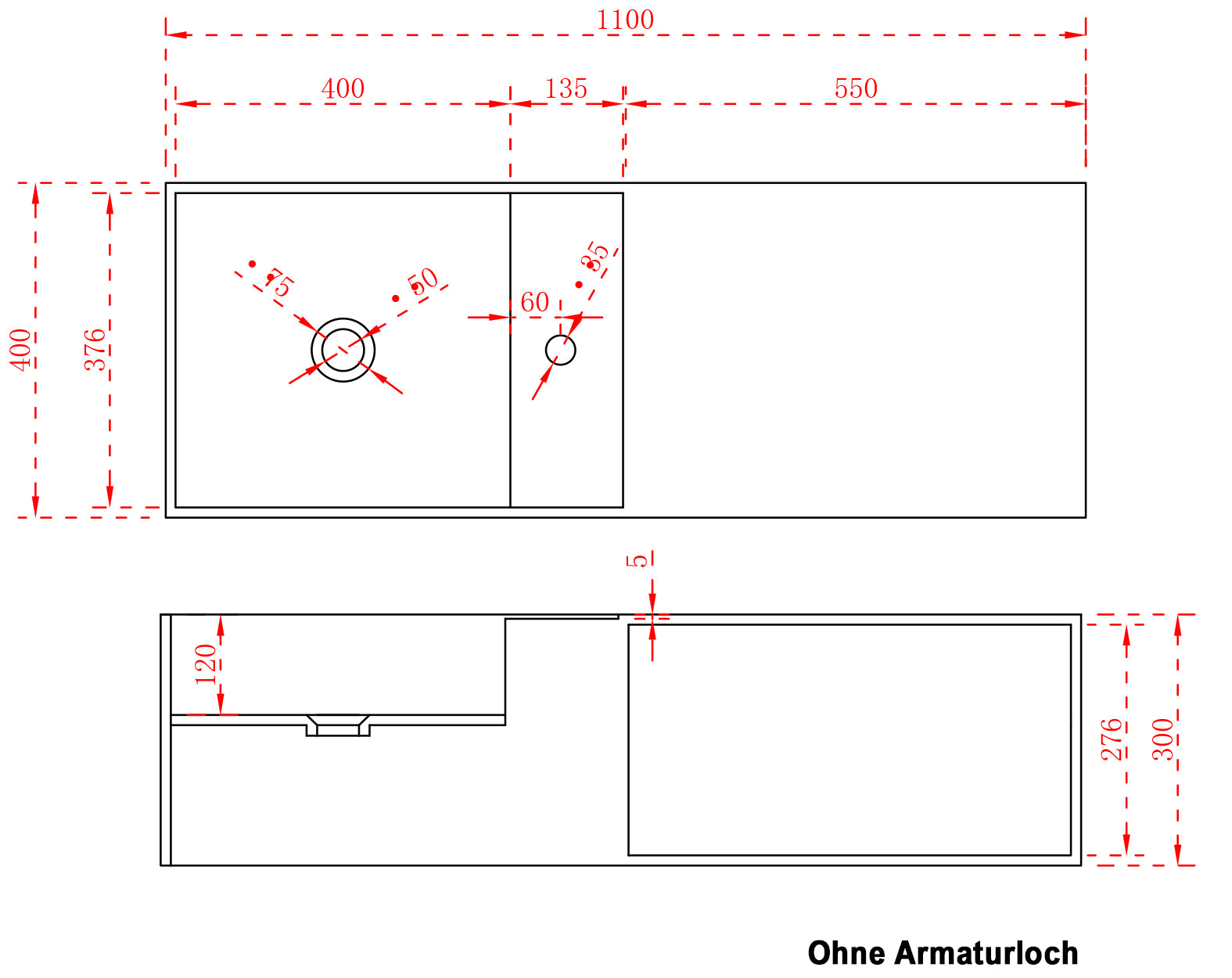 Wandbecken Aufsatzbecken TWG36 aus Mineralguss