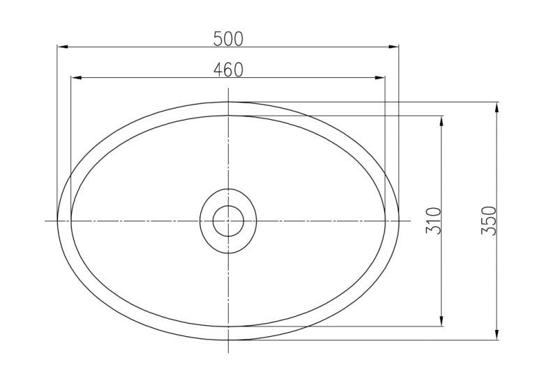 Counter top basin TW2106  of mineral cast (Pure Acrylic) - Matte - 50 x 35 x 15 cm