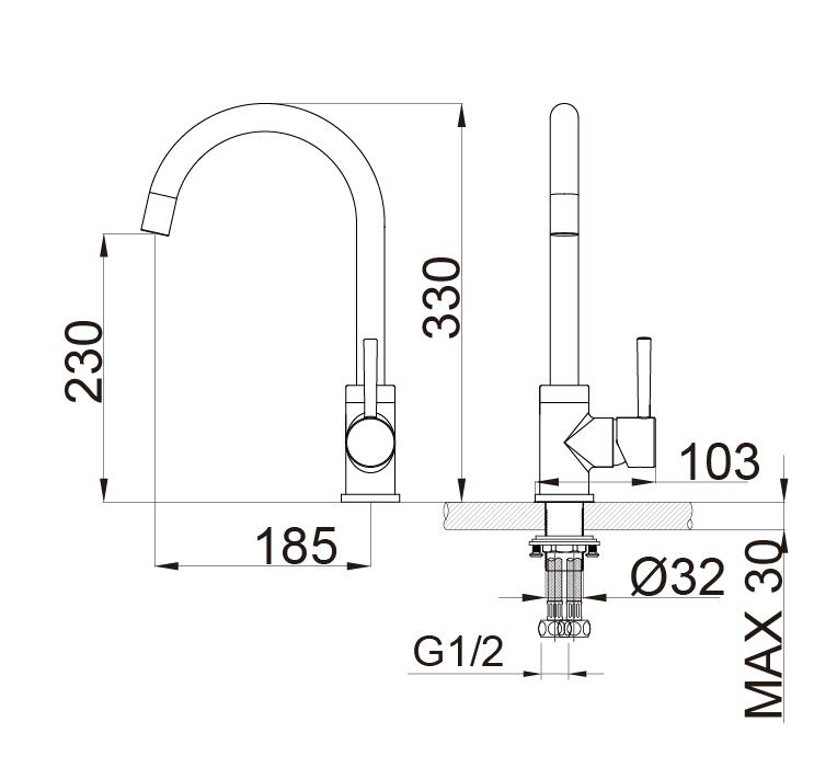 Robinet mitigeur pour lavabo ou vasque 1434C-33