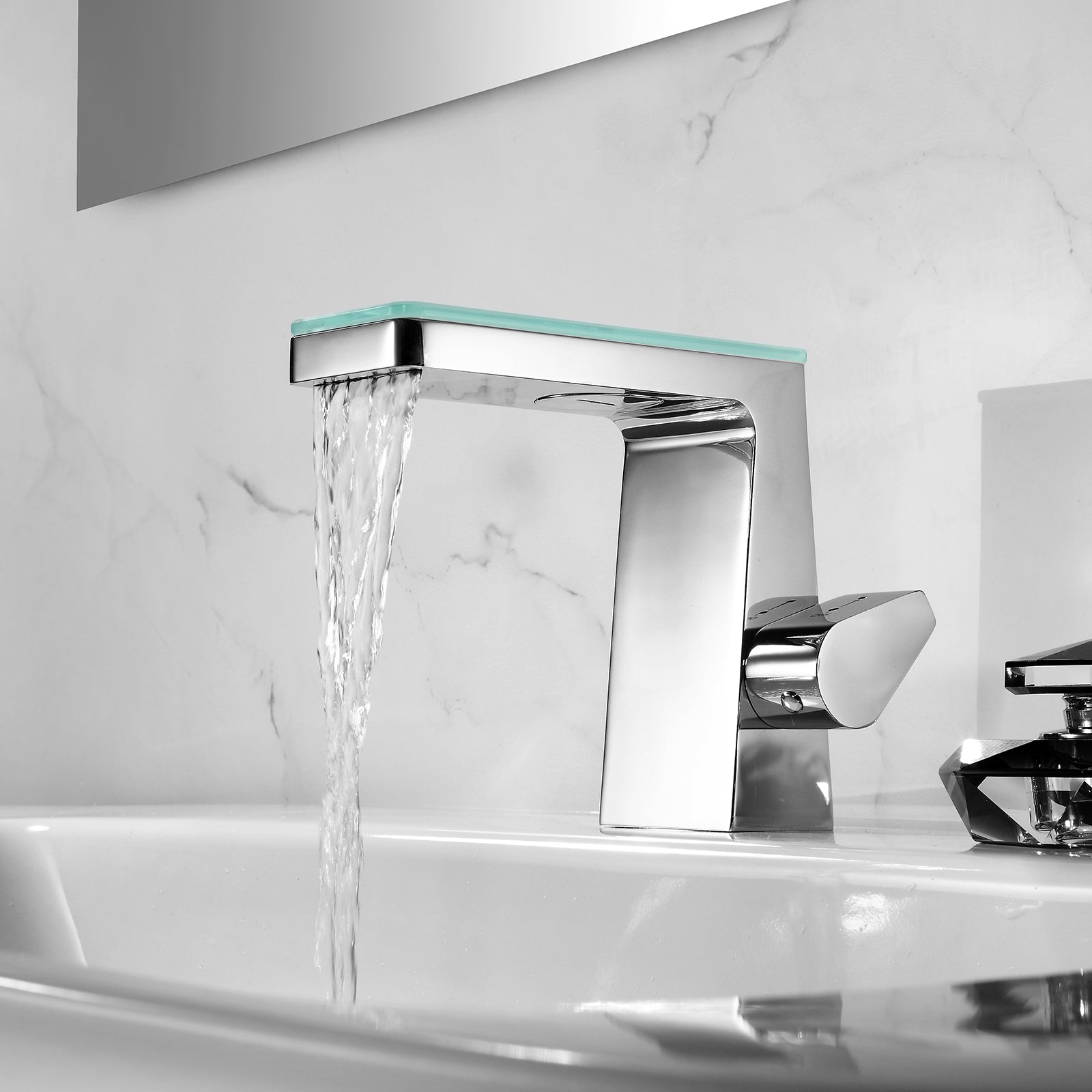 Waterfall Basin Mixer Tap with Glass Cover NT7320