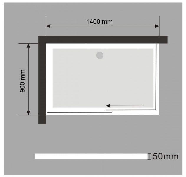 Receveur de douche rectangulaire - 140 x 90 cm et système d'évacuation 
