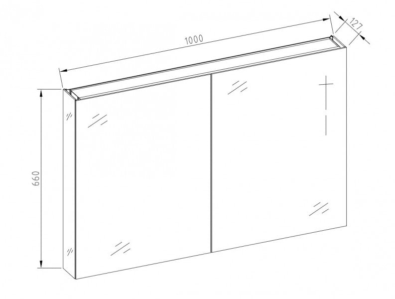 Aluminium-Spiegelschrank 2-türig