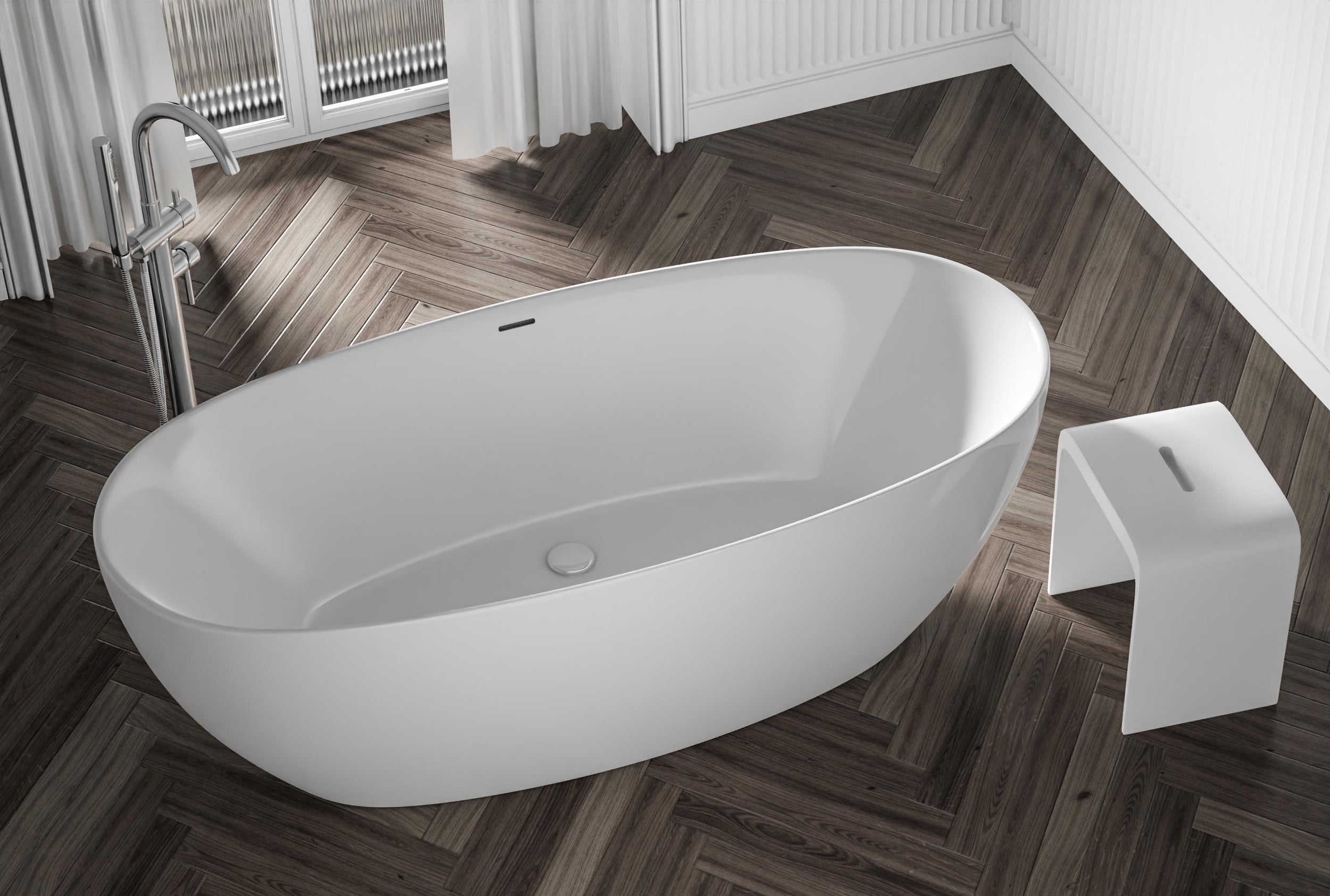 Freestanding bathtub BELAQUA 2.0 acrylic white shiny