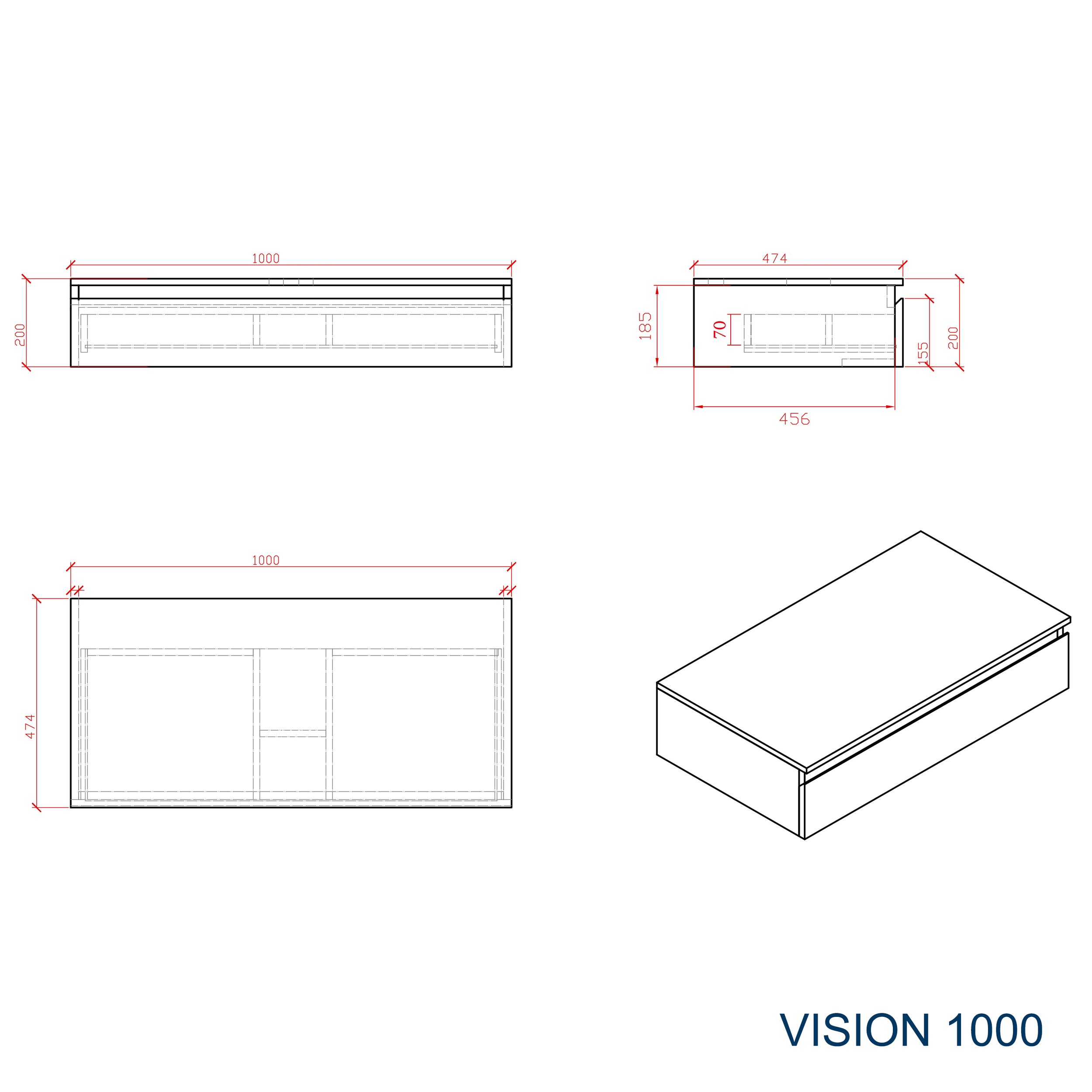 Badkamermeubel onderkast Vision 1000