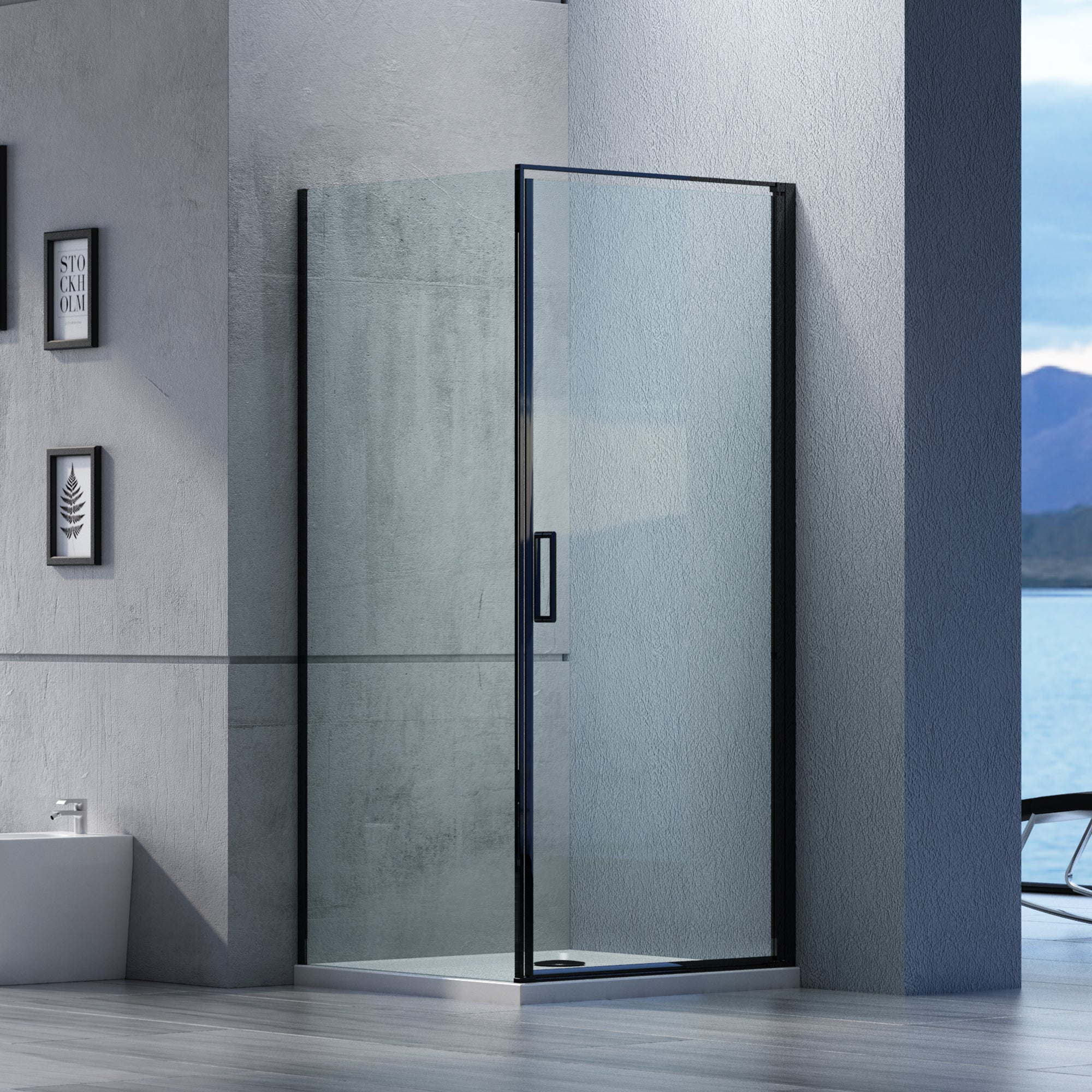 Shower enclosure corner shower Nano 6mm real glass EX416S Black - 80 x 80 x 195 cm