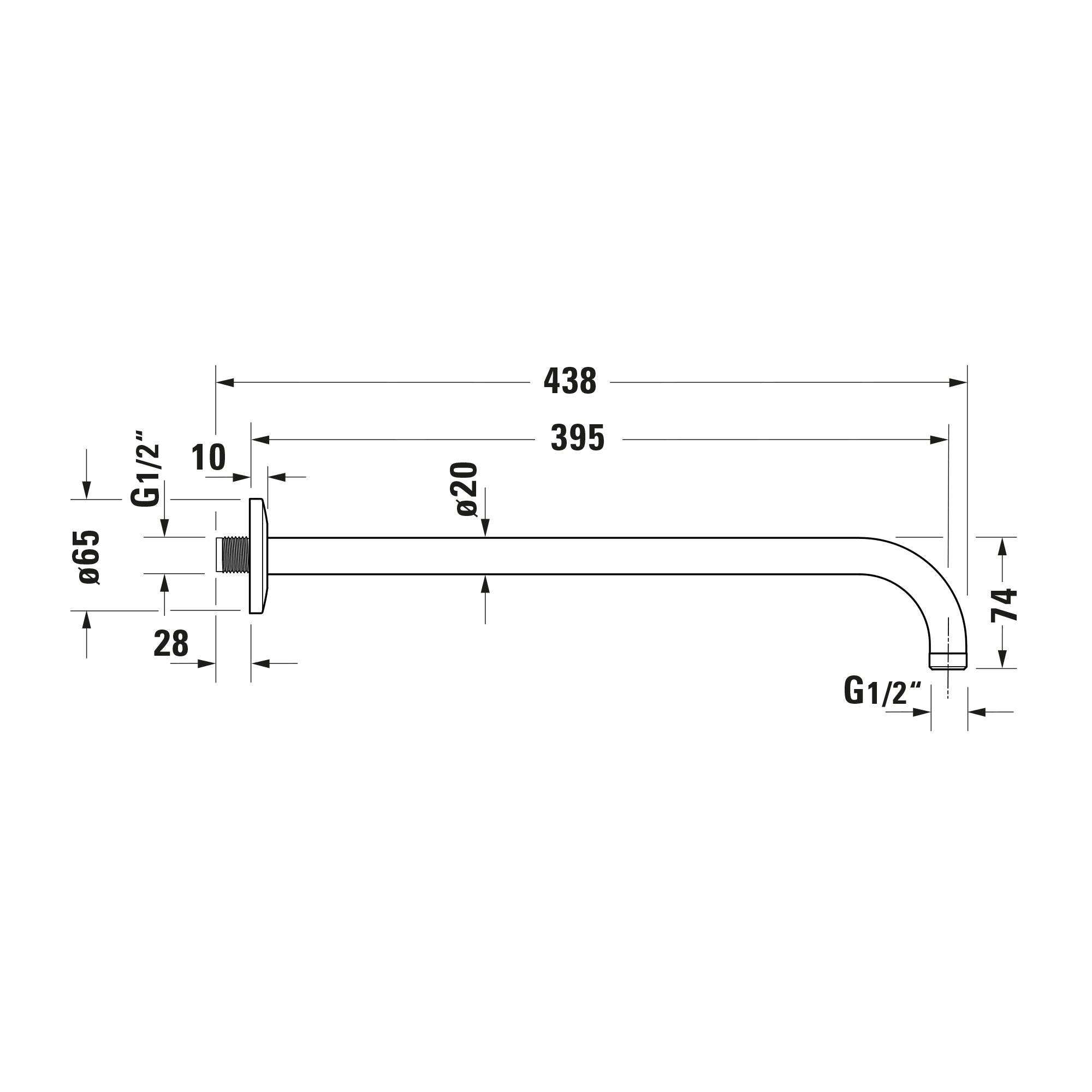 Duravit C.1 concealed shower system with rain shower - incl. hand shower and wall connection elbow