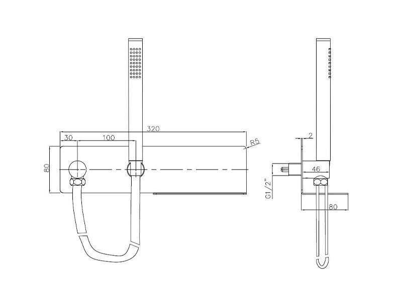 Raccord mural CZT050-1 avec support de douche