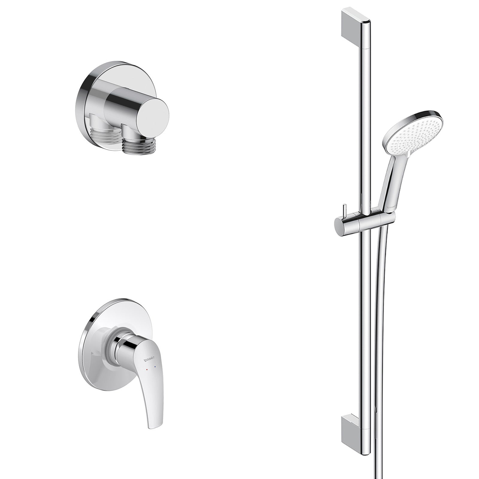 Duravit DuraVelez concealed shower mixer with shower head - incl. shower rail, wall connection elbow