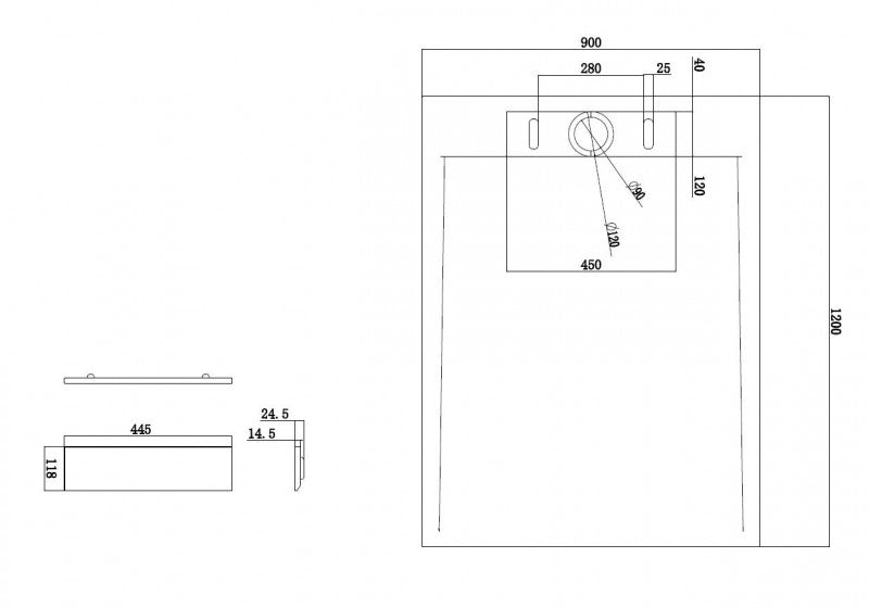 Massief stenen douchebak (Solid Surface) M2290CG/POB3085GG - glanzend grijs - 120 x 90 x 3,5 cm