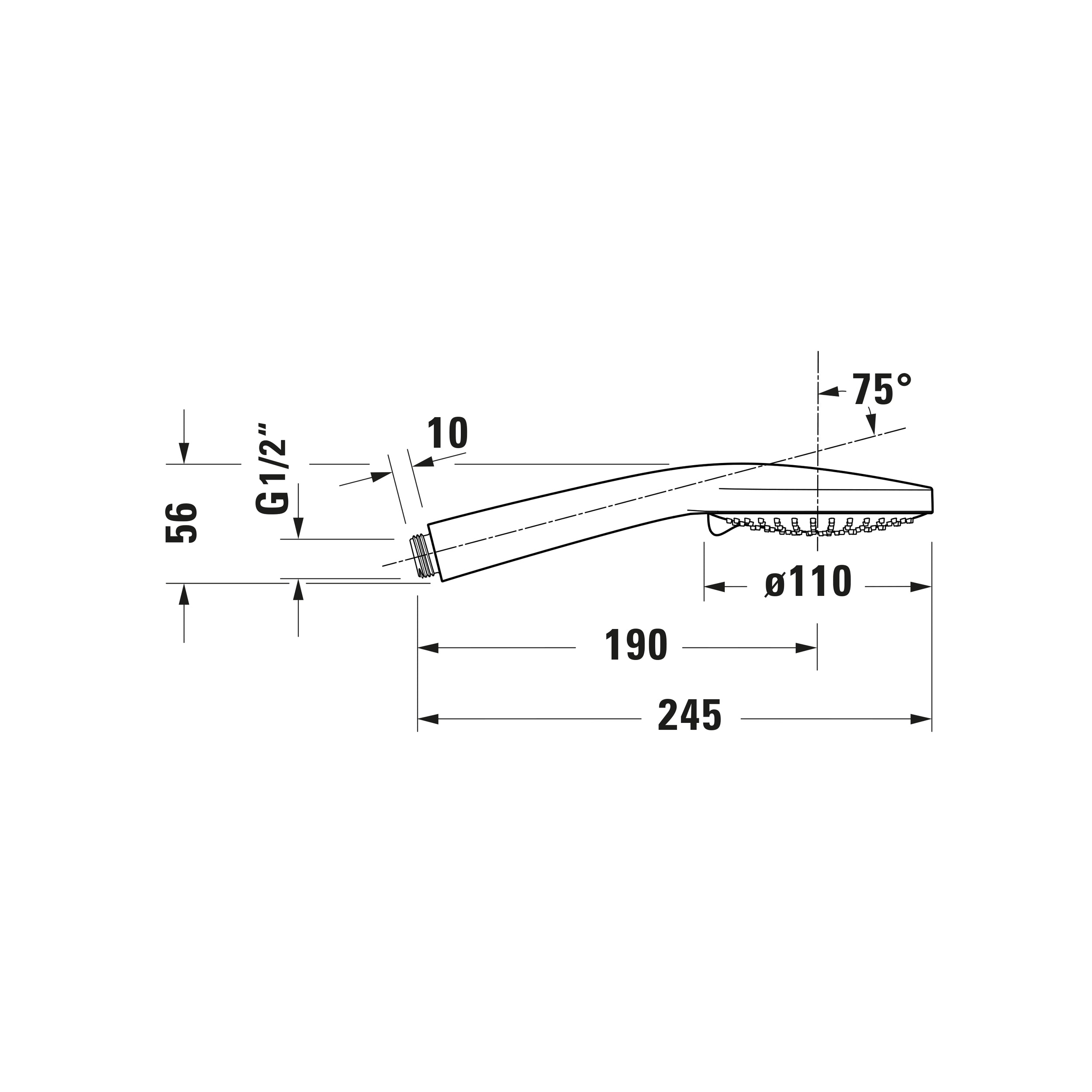 Duravit C.1 Système de douche encastré avec douche à effet pluie - y compris douchette et coude de raccordement mural