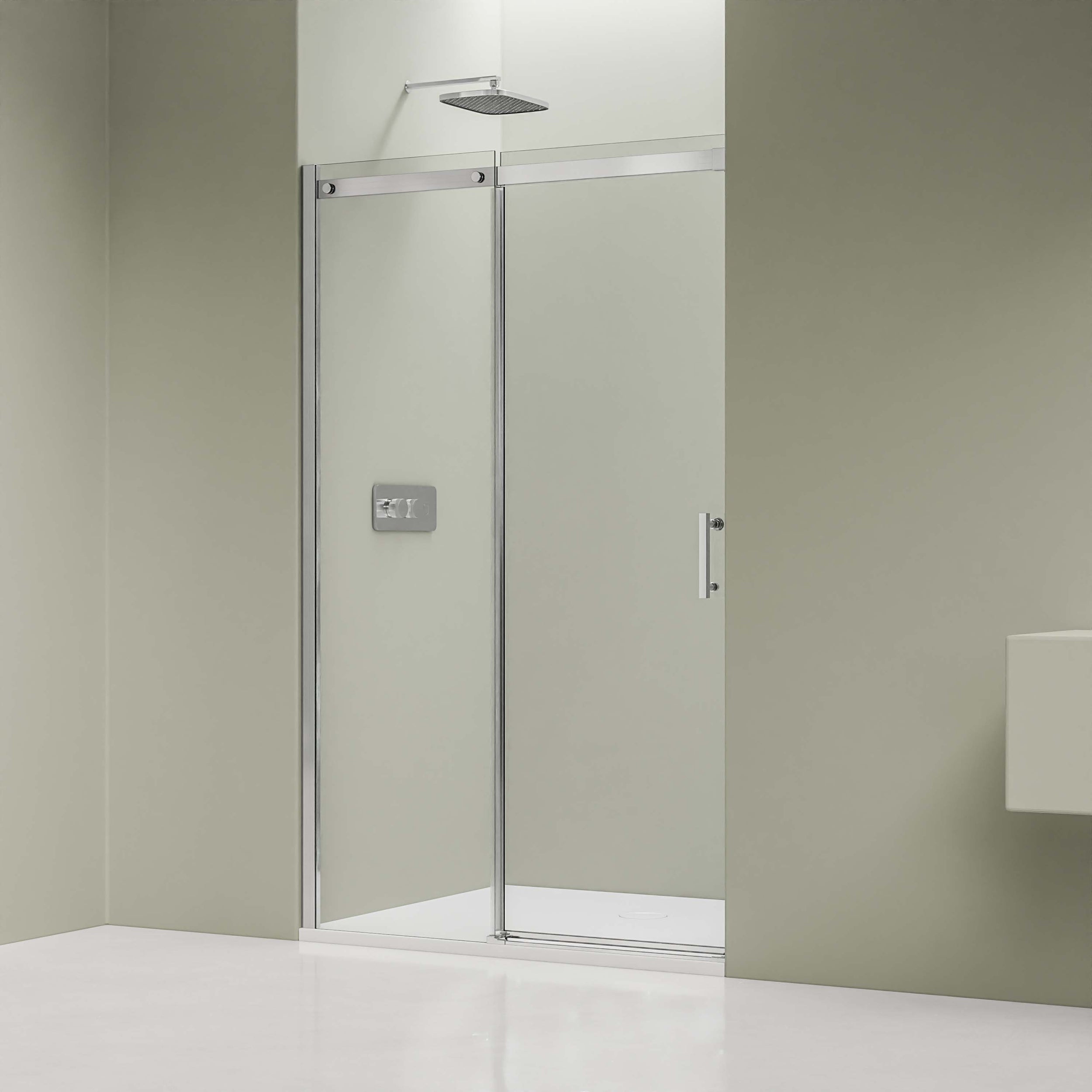 Paroi de douche en niche avec porte coulissante DX806A FLEX - Verre Nano - Largeur au choix