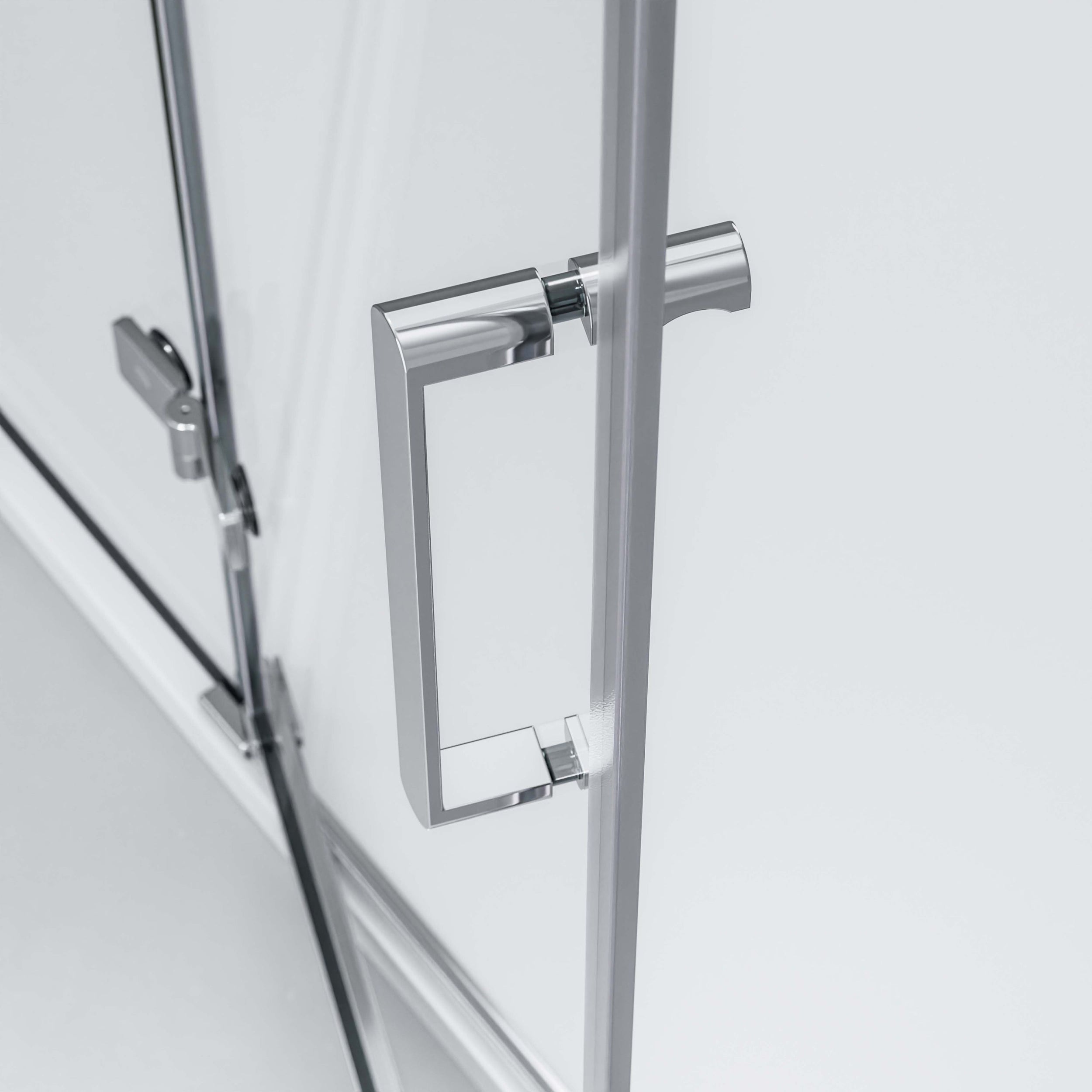 Niche shower with revolving door on fixed panel NT403 - 8 mm nano clear glass - door hinge RIGHT - width selectable