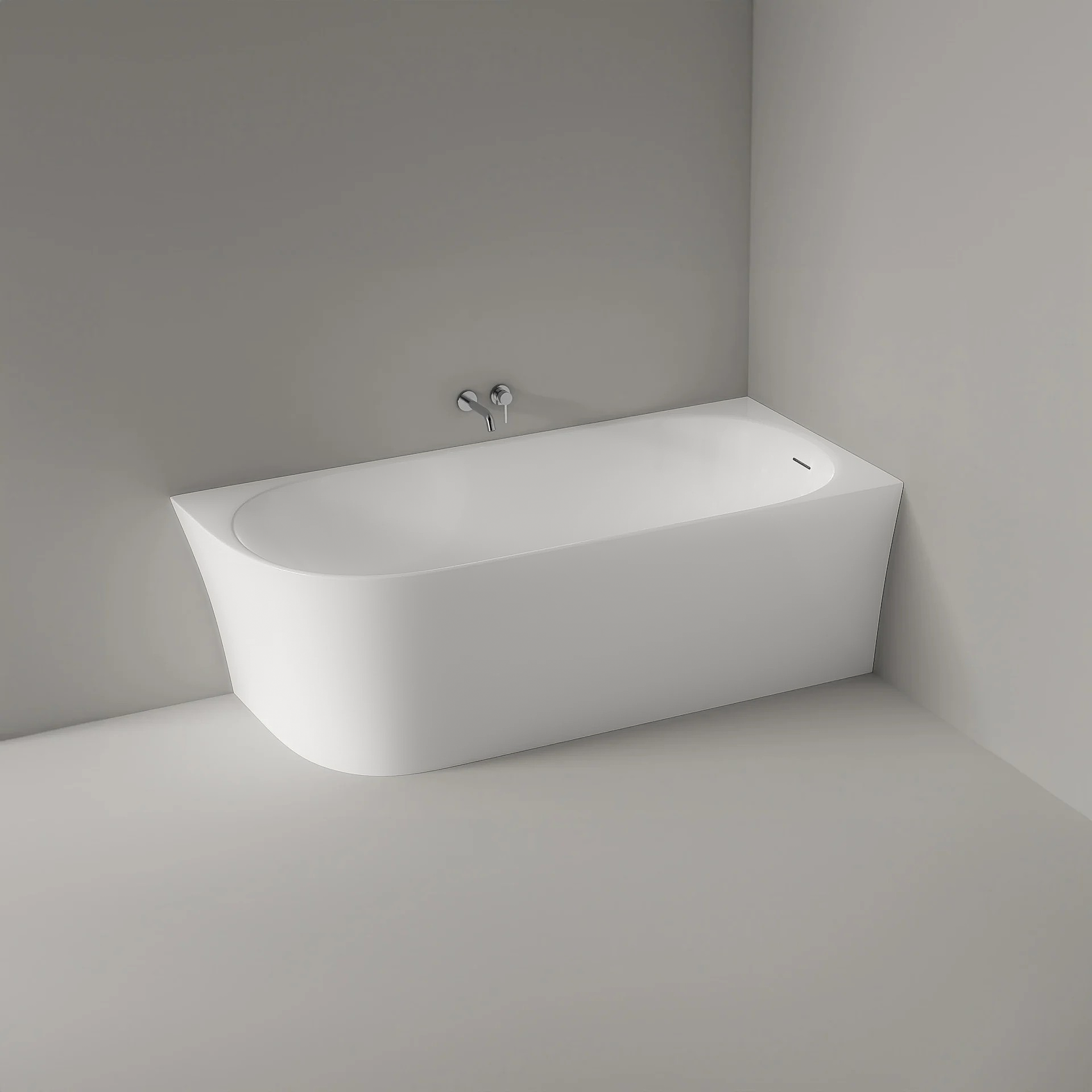 Baignoire d'angle semi-îlot NOVA CORNER acrylique blanc mat