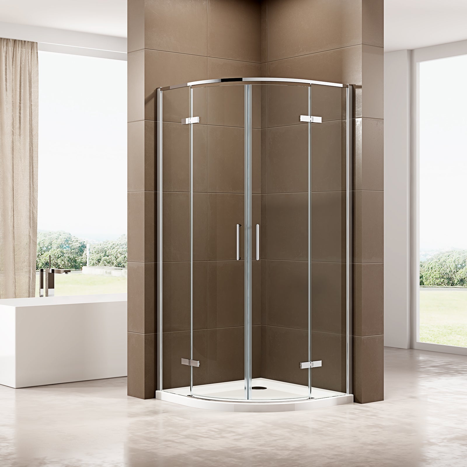 Round shower EX406A with two hinged doors