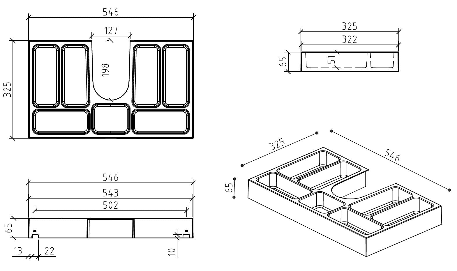 Cosmetic drawer insert for bathroom furniture