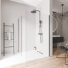 Walk-in Shower enclosure 10mm nano clear glass EX102 - 2 glass walls stainless steel profile matt black - width selectable