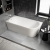 Semi-freestanding space-saving bathtub NORA CORNER acrylic white matt