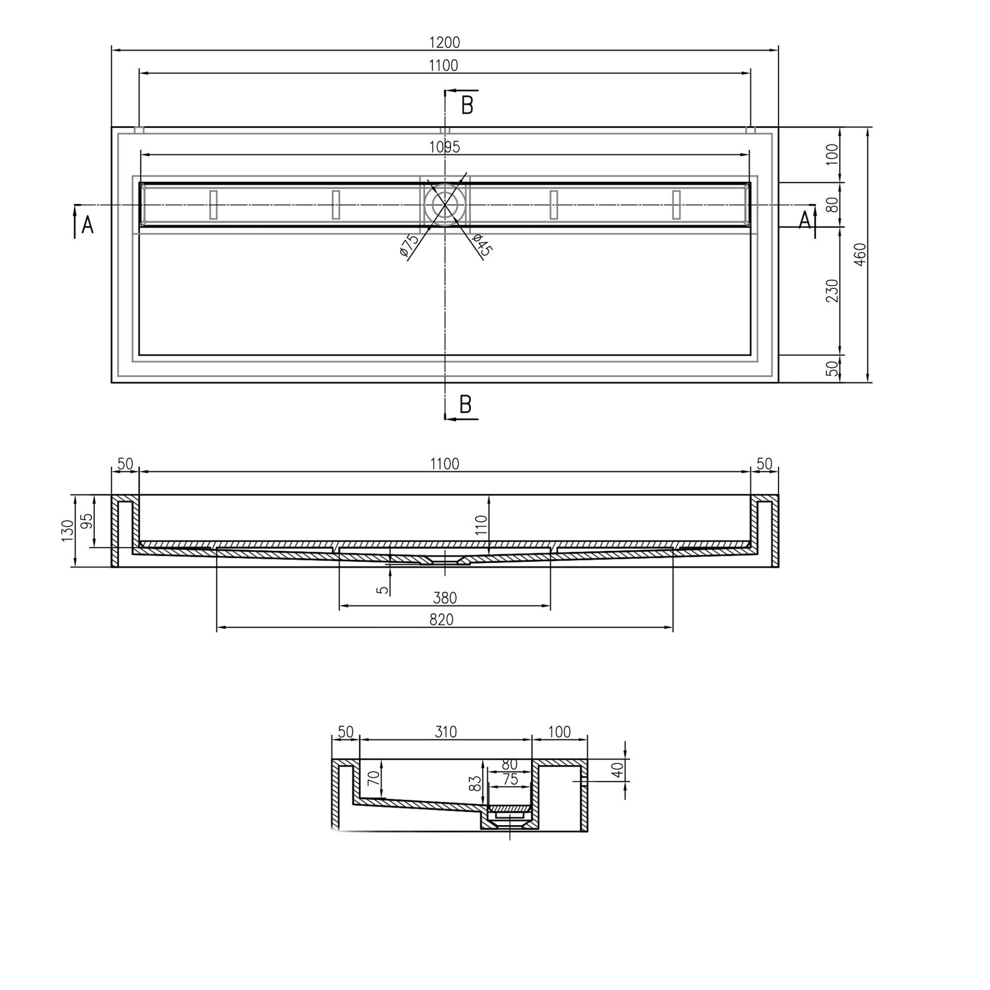 Wall-mounted or countertop washbasin – of solid surface (Solid Stone)