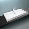 Wall-mounted or countertop washbasin PB2007 of solid surface (Solid Stone) – matt white –  90 x 45 x 10 cm