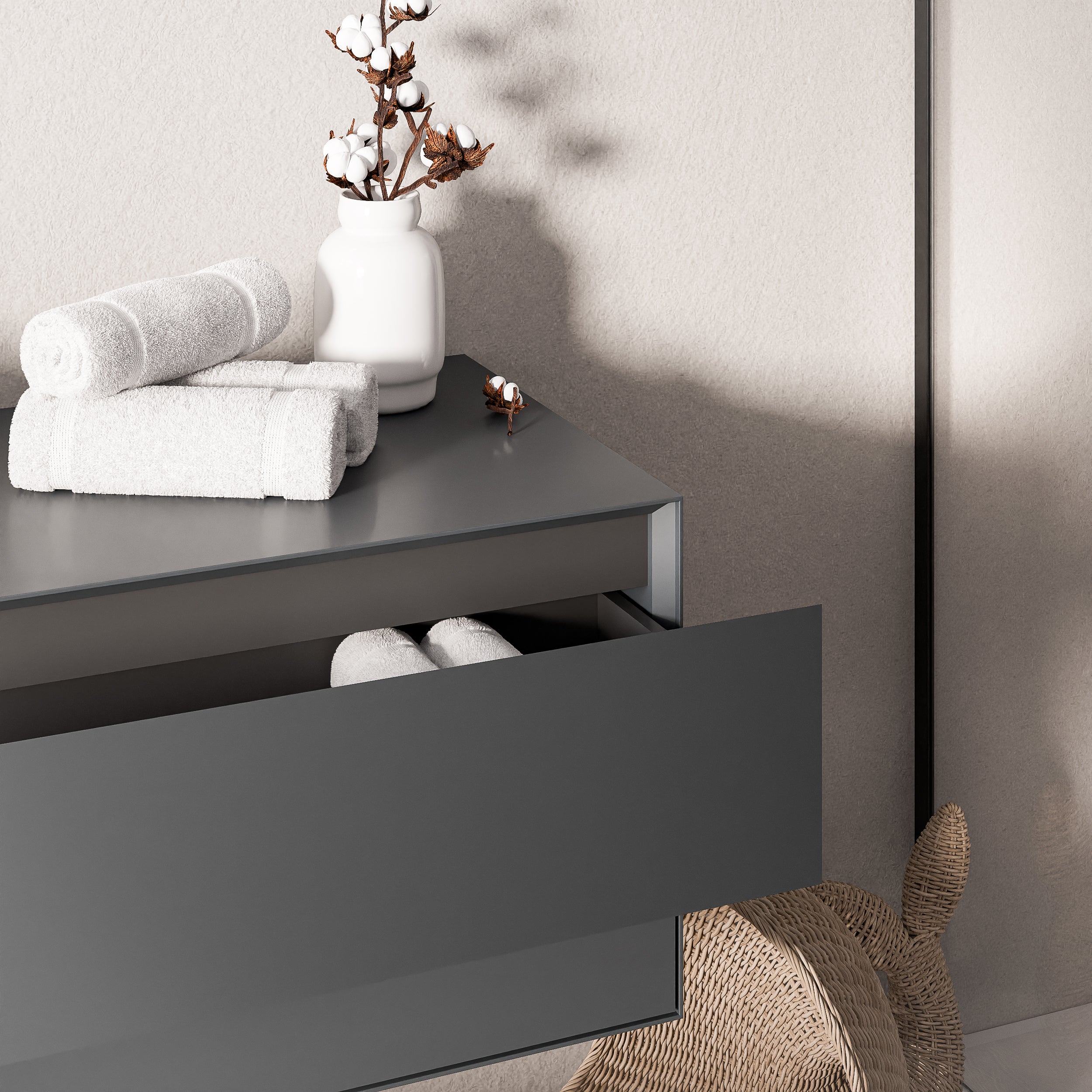 Vanity unit MILOU 160 cm for countertop washbasin - 2 drawers