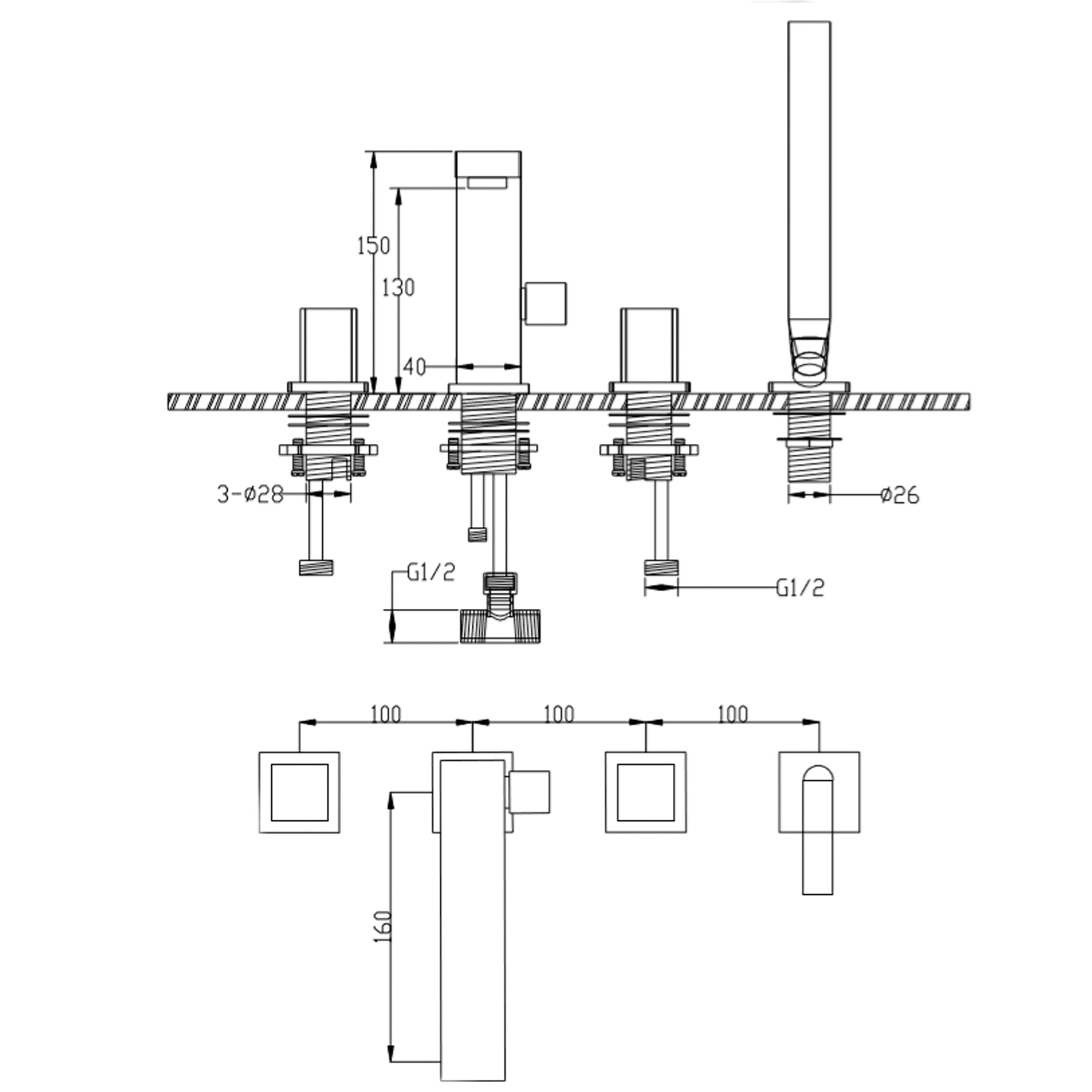 Bath rim tap Tile rim tap 6081C