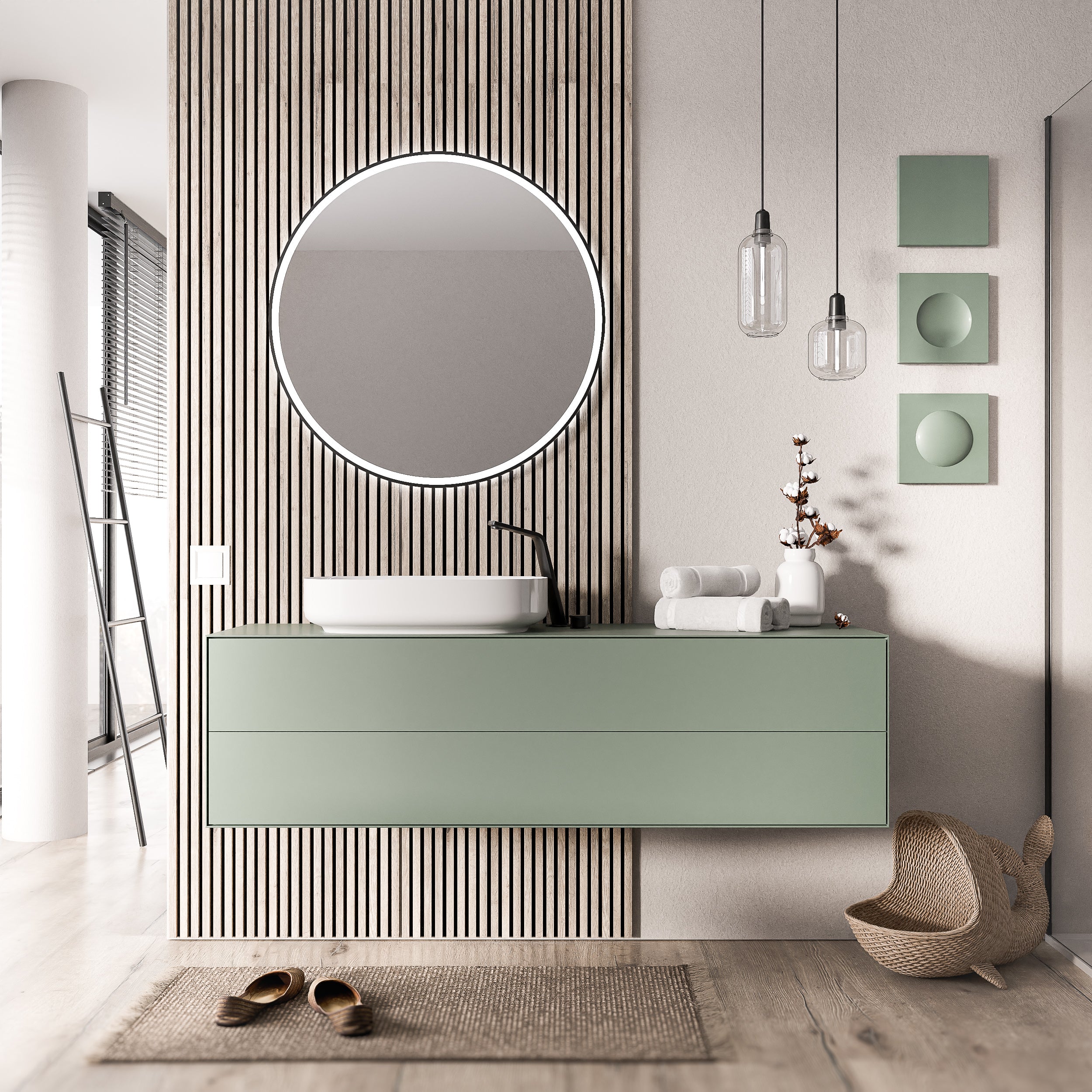 Vanity unit MILOU 160 cm for countertop washbasin - 2 drawers